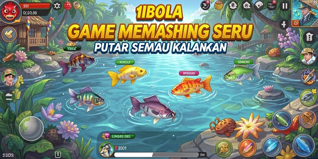 Tangkapan layar gameplay <strong>11BOLA</strong> menampilkan momen seru memancing di lokasi yang menakjubkan.