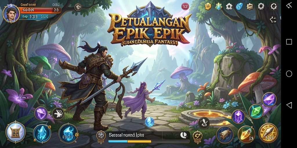 Screenshot utama 5ZK menampilkan aksi pertempuran epik dan karakter fantastis.