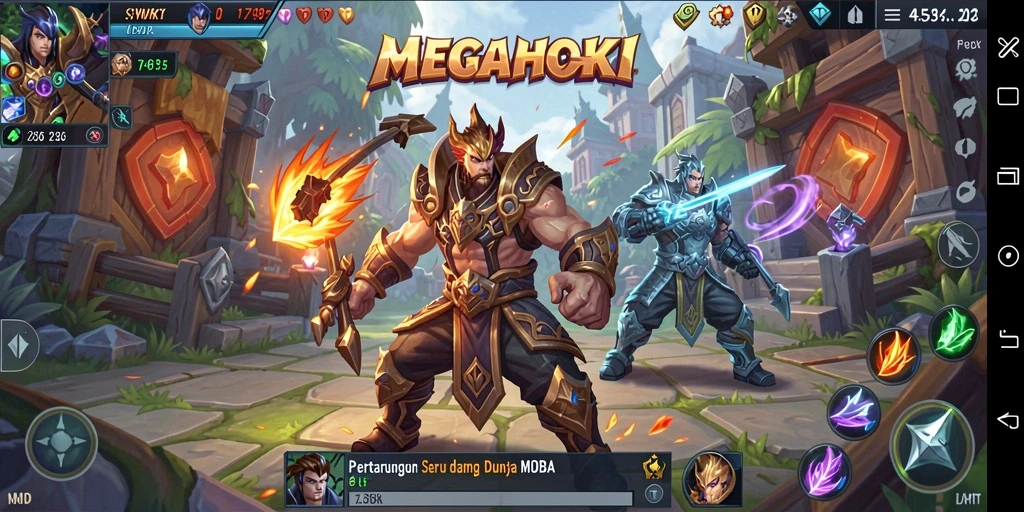 Tampilan gameplay MOBA yang menarik dan penuh aksi.