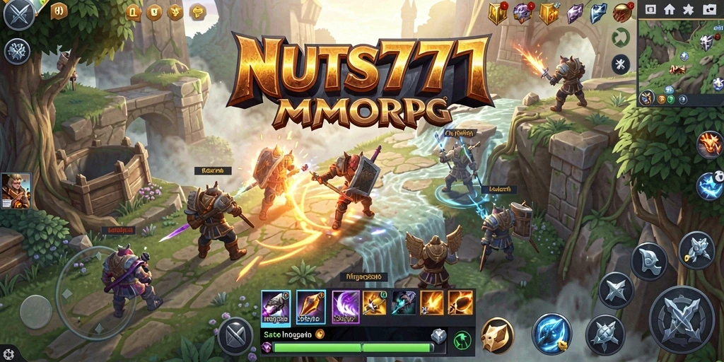 Tampilan gameplay NUTS777 dengan pertarungan seru dalam dunia MMORPG.