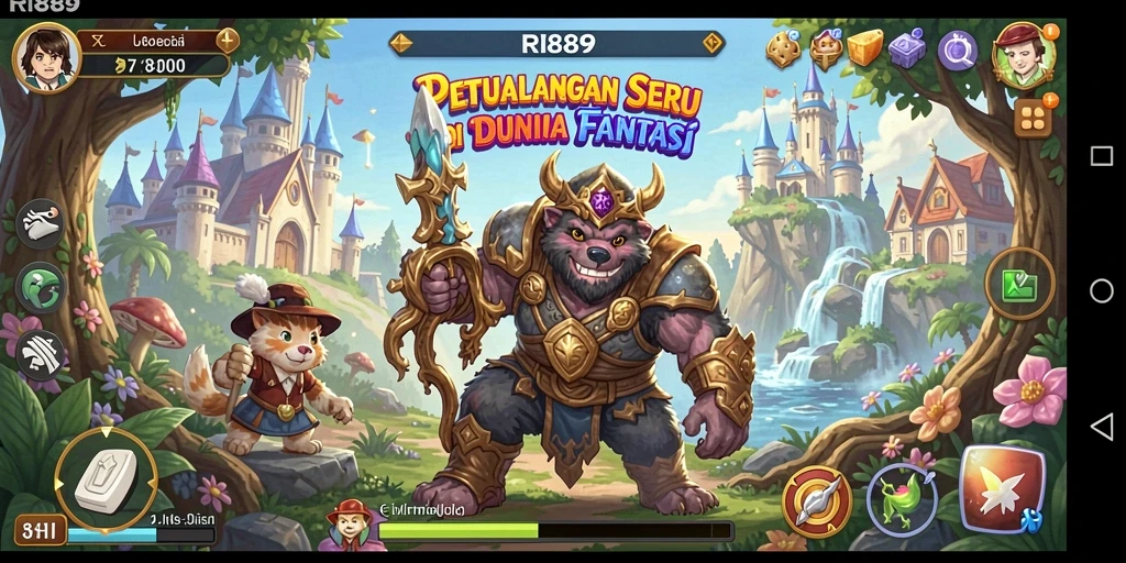 Tangkapan layar utama menunjukkan aksi seru dalam game petualangan RI889.