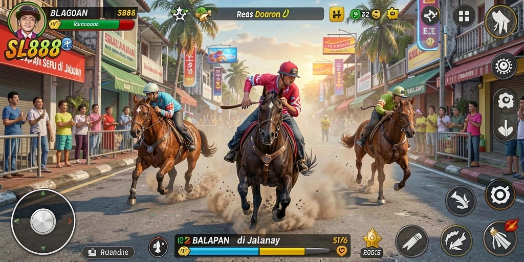Tampilan gameplay balapan yang menegangkan di SL888.