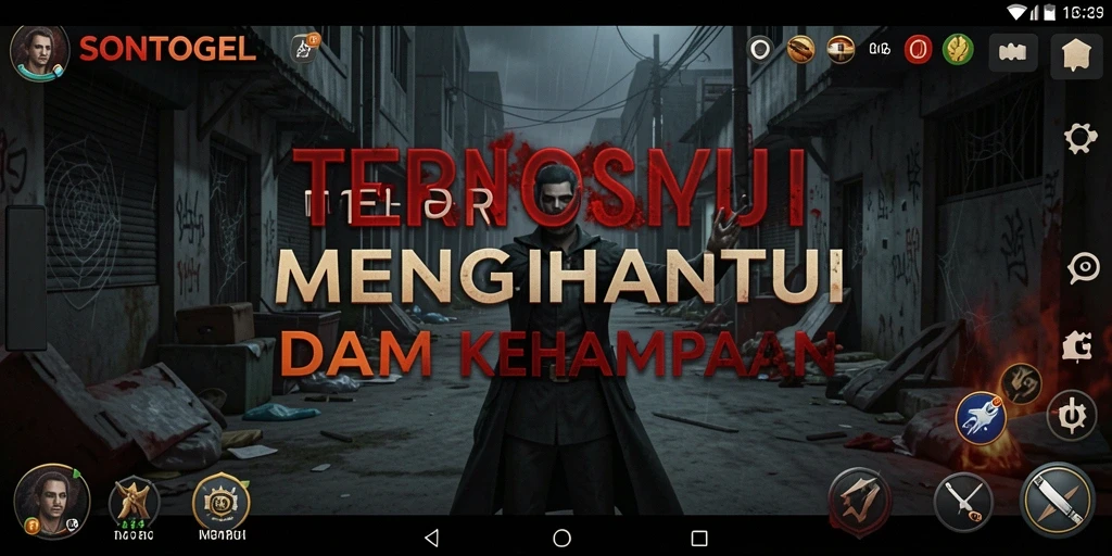 Screenshot menampilkan momen menegangkan di dalam dunia penuh kegelapan.