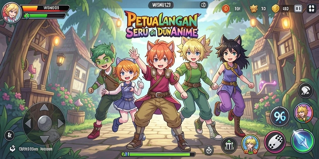 Screenshot WISNU123 menunjukkan pertarungan seru dengan karakter anime ikonik.