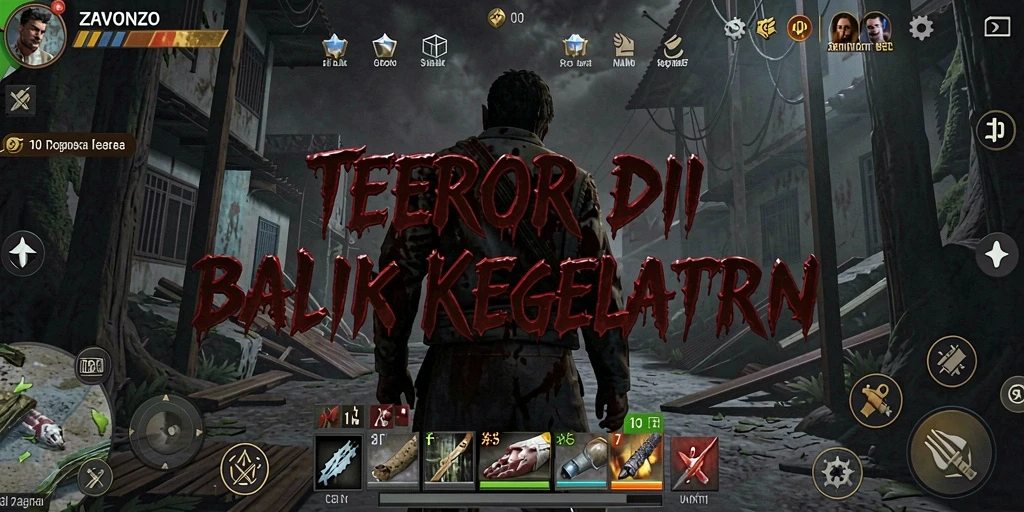 Screenshot ZAVONZO menampilkan momen mencekam di lingkungan yang gelap.